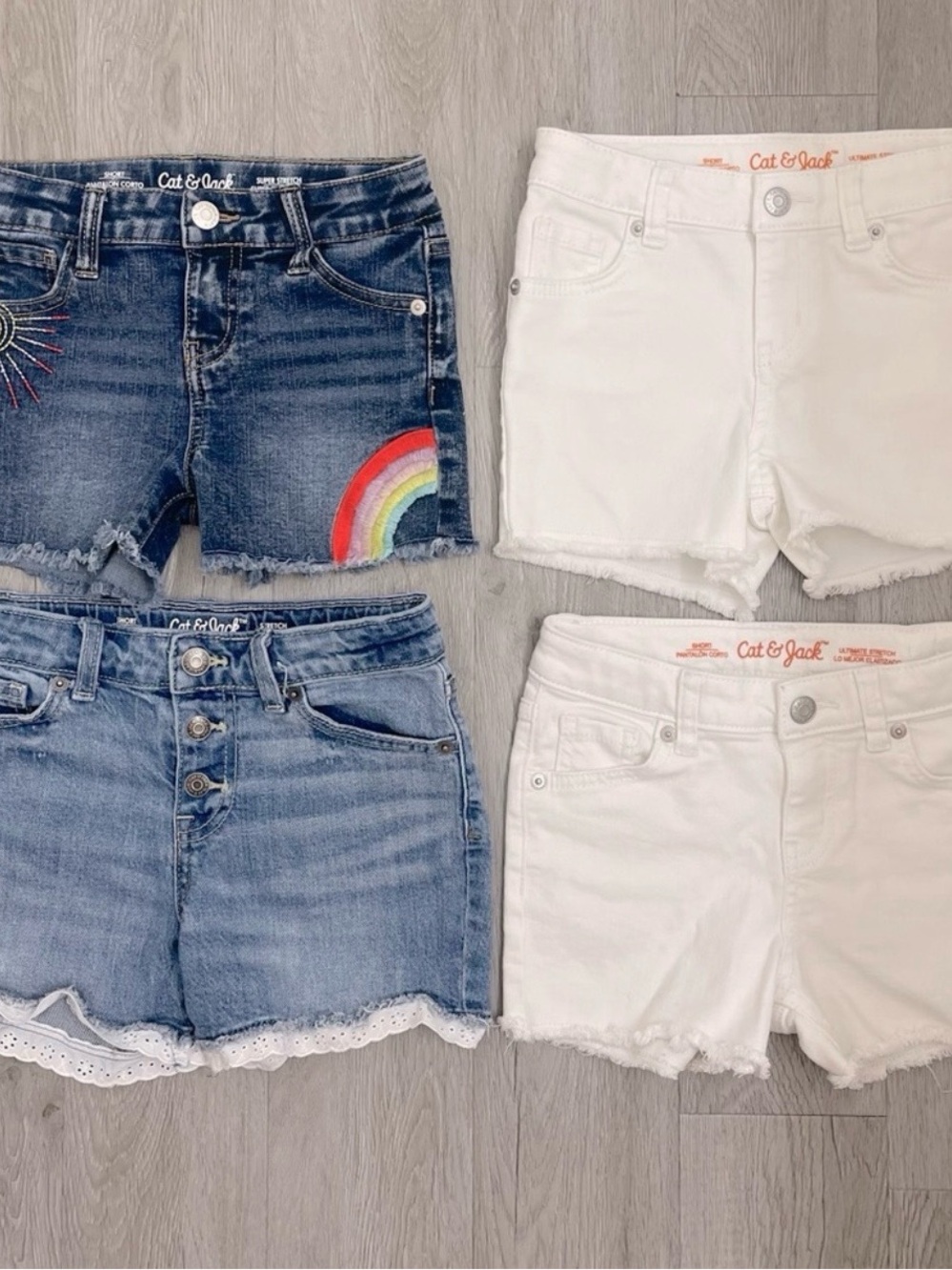Girls' Denim and White Shorts Bundle